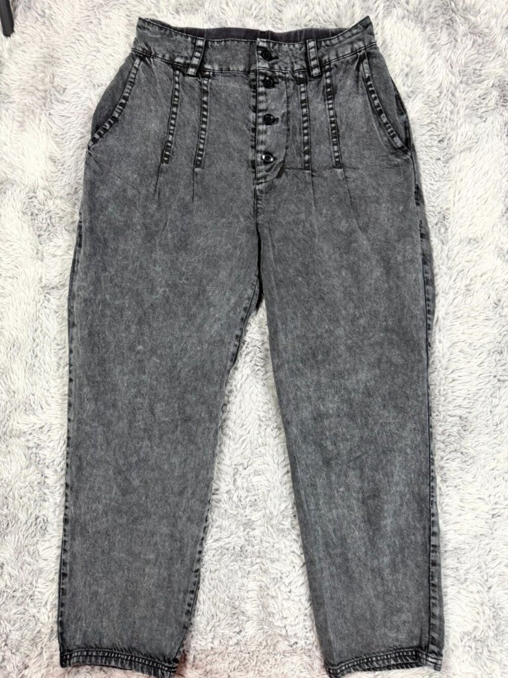 Young Fabulous & Broke Jeans Women's S Black Cotton Denim Tapered Button-Fly